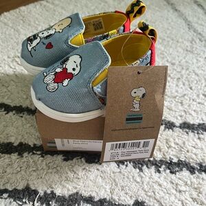 Toms Kids Snoopy Slip-On Shoes - Blue and Yellow